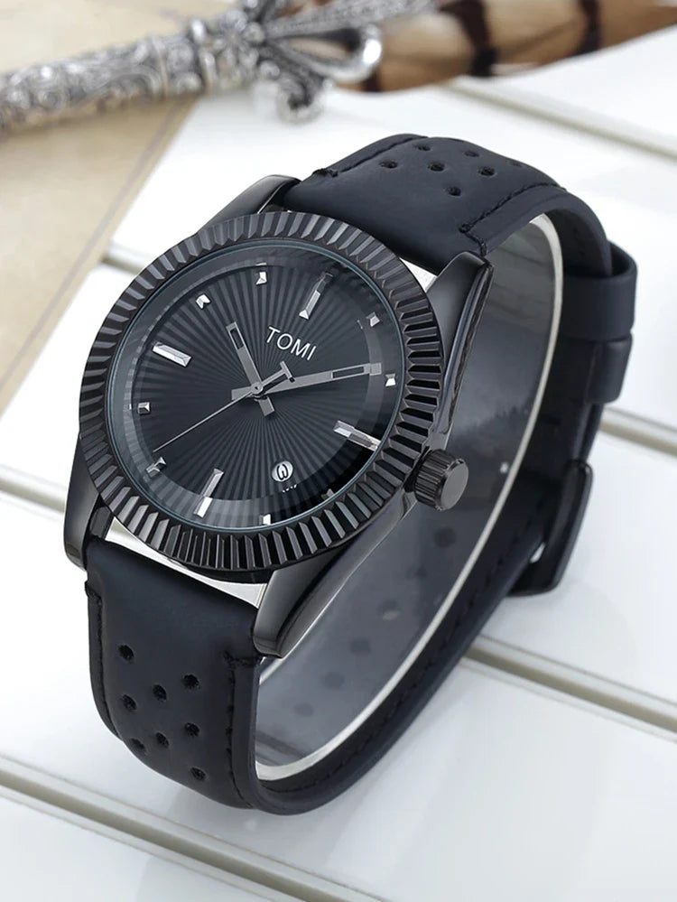 TOMI T-098 Men's Watch Date Quartz Round Shape Dial