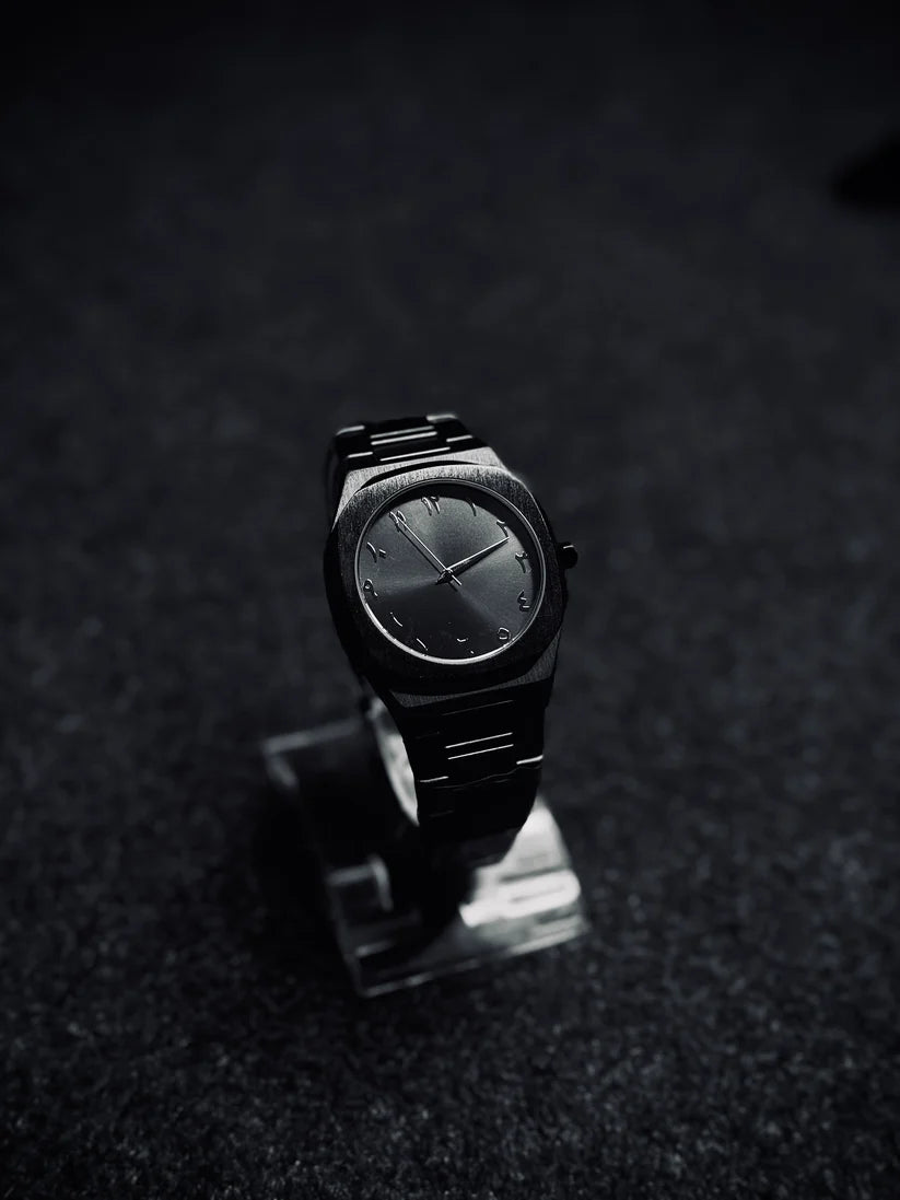 Real Stainless steel Arabic Black Watch