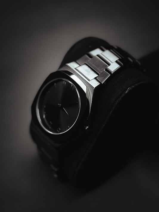 Real Stainless steel Arabic Black Watch