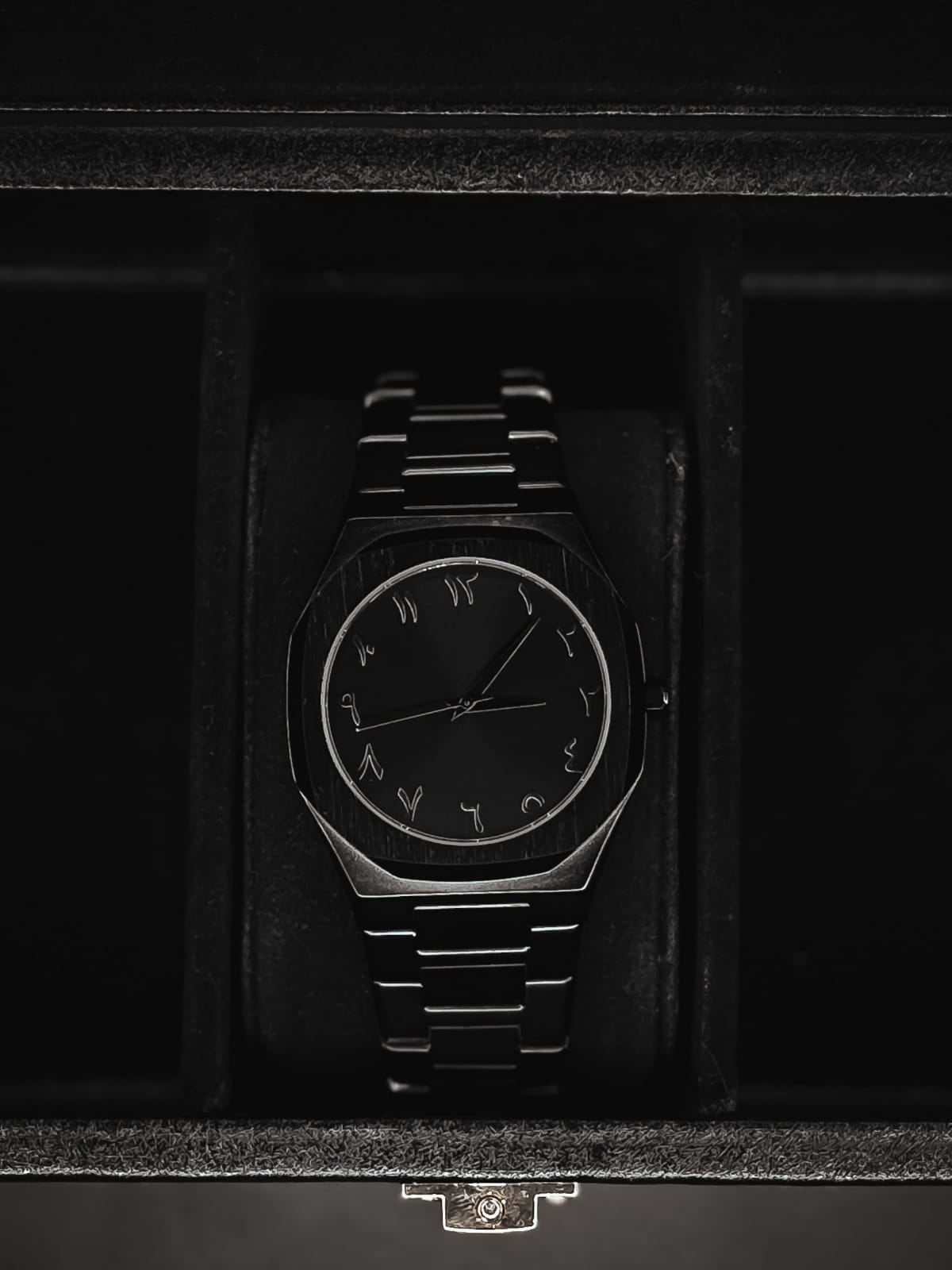 Real Stainless steel Arabic Black Watch